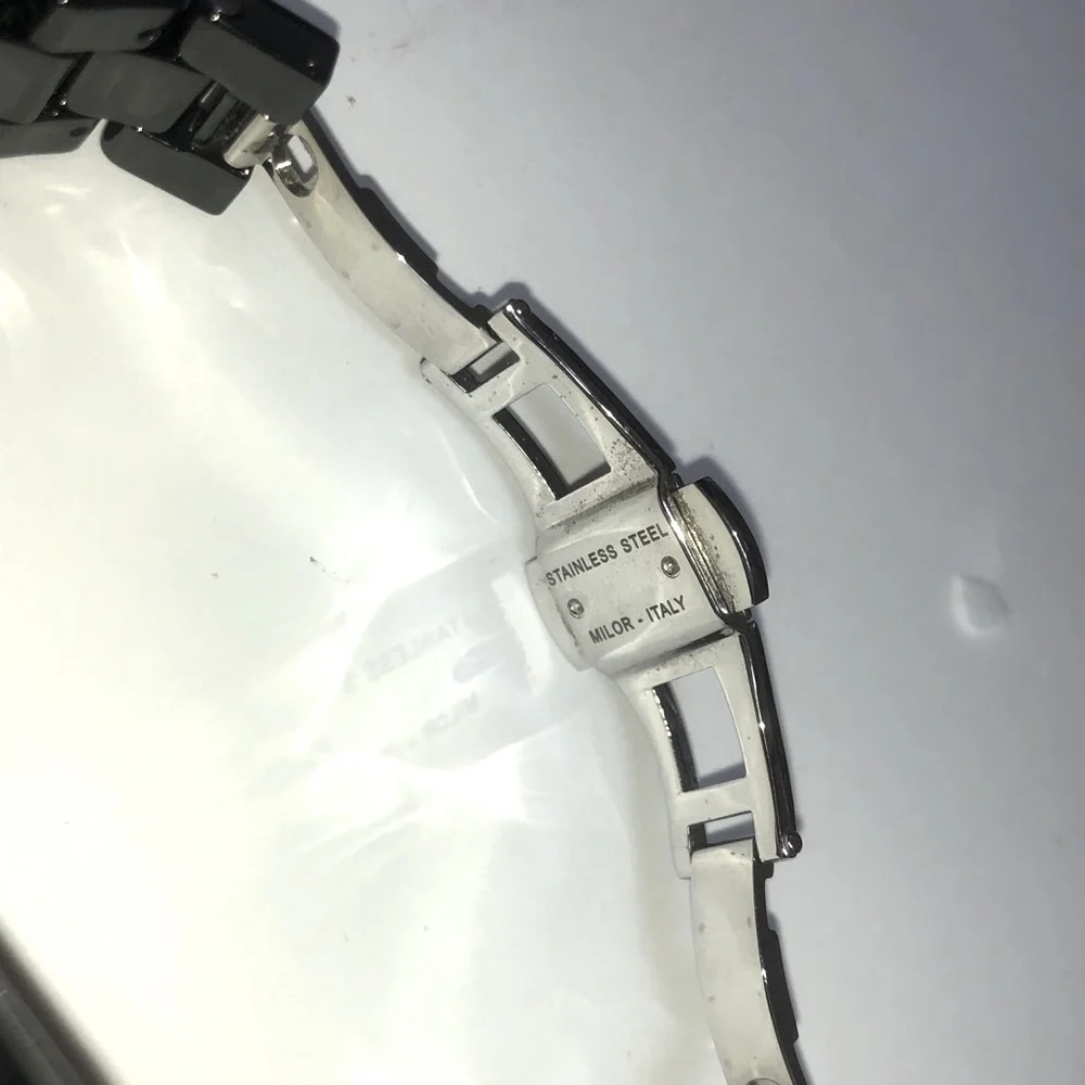 Solid Real 14K Gold Bezel 1.00CT Black Spinel Vicence Milor Italy Ceramic Watch
